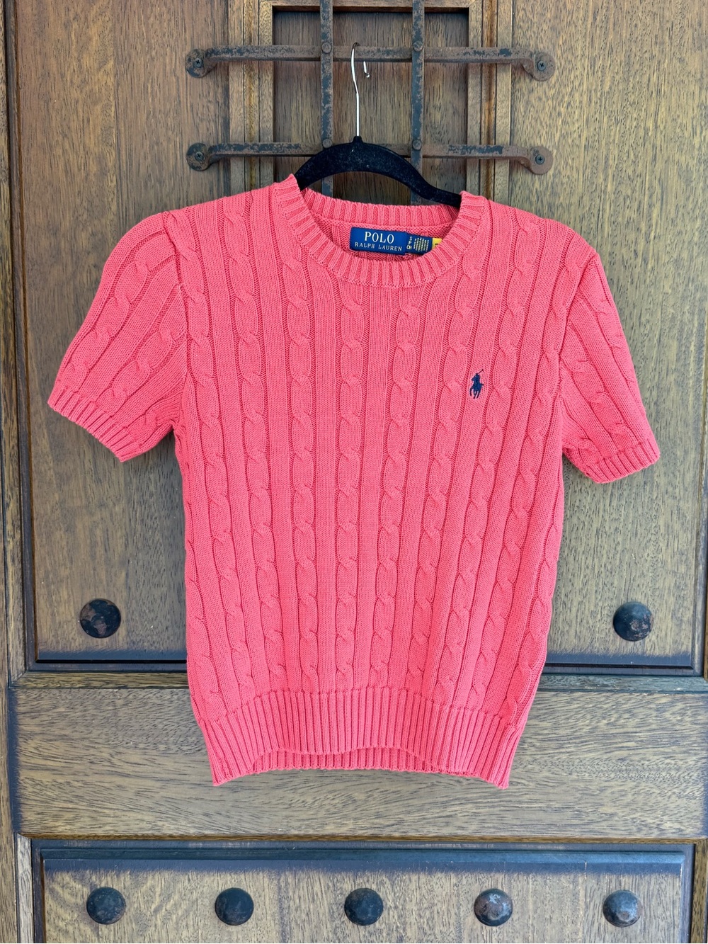 Ralph Lauren Dark Coral Cable-Knit Pullover Sweater S